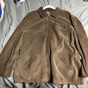 Leather polo jacket